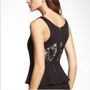 Express Black peplum shirt with lace back - XS